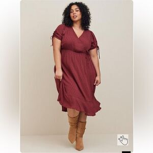 NEW TORRID Women's Midi Swiss Linen Wrap Surplice Dress size M/L